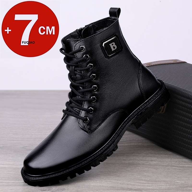 Men Shoes Size Chart - Men's Genuine Leather Elevator Boots Winter