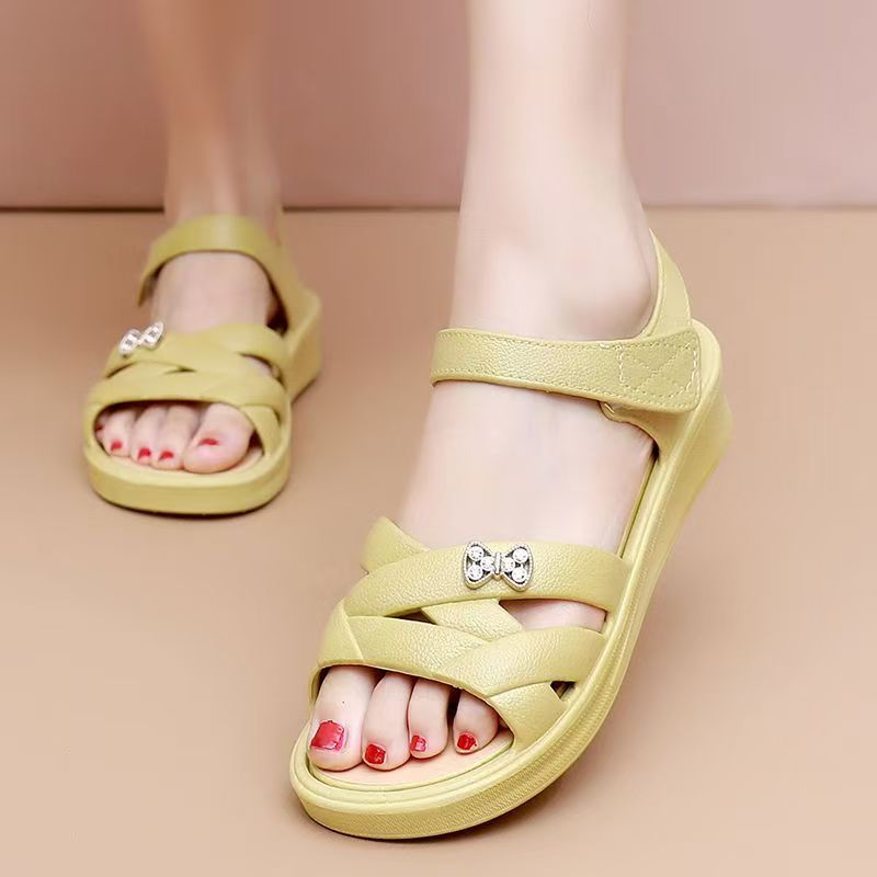 Velcro Strap Sandal - Middle Aged And Elderly Women Wedges