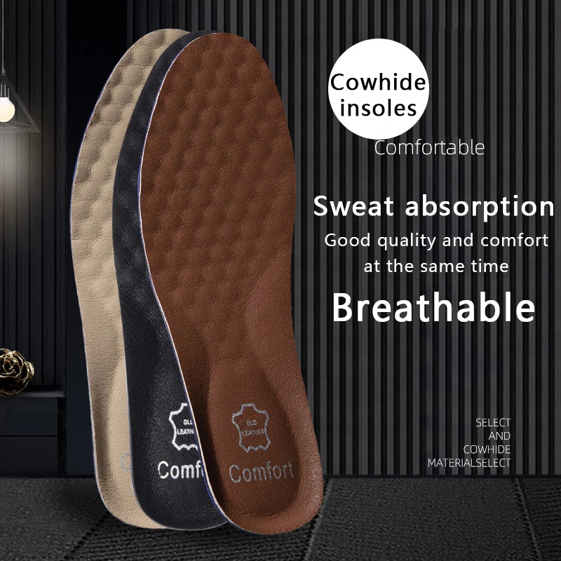 Men'S Shoes For Plantar Fasciitis - 1Pair Leather Shoe Insoles for Feet
