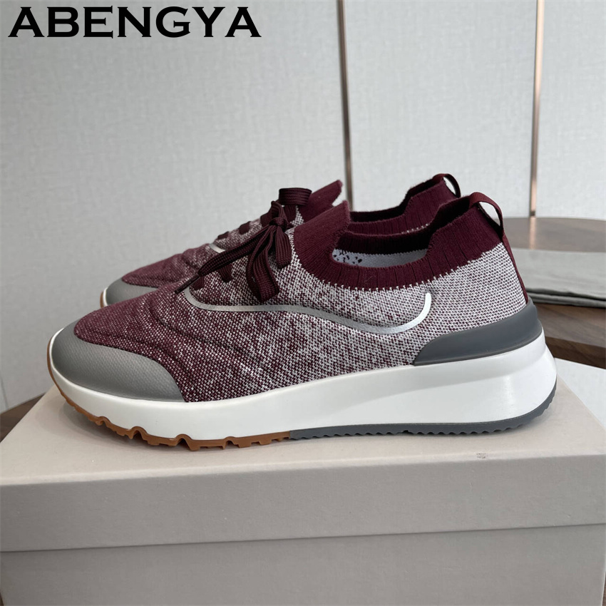 Men'S Shoes With Toes - Men New Multicolour Knitted loafers Shoes